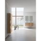 Meuble de salle de bain double vasque de style contemporain mélaminé bois clair mat avec 2 miroirs et armoire compx BD024