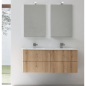 Meuble de salle de bain double vasque de style contemporain mélaminé bois clair mat avec 2 miroirs et armoire compx BD024