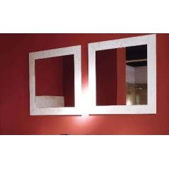 miroir 70x70 cm avec un cadre en travertin blanc rapalano