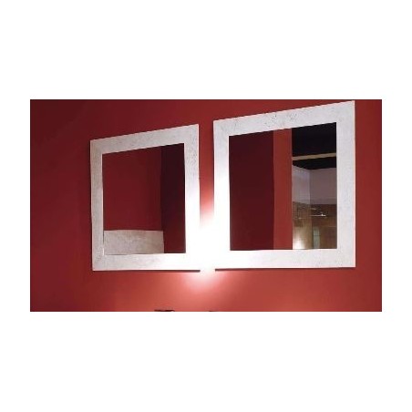 miroir 70x70 cm avec un cadre en travertin blanc rapalano