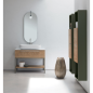 Meuble de salle de bain simple vasque de style contemporain mélaminé bois naturel avec 1 miroir et armoires compx BD010