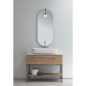 Meuble de salle de bain simple vasque de style contemporain mélaminé bois naturel avec 1 miroir et armoires compx BD010