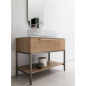 Meuble de salle de bain simple vasque de style contemporain mélaminé bois naturel avec 1 miroir et armoires compx BD010