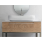 Meuble de salle de bain simple vasque de style contemporain mélaminé bois naturel avec 1 miroir et armoires compx BD010