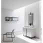 Meuble de salle de bain simple vasque de style contemporain melaminé perle avec 1 miroir et étagère compx BD004