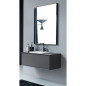 Meuble de salle de bain simple vasque de style contemporain melaminé perle avec 1 miroir et étagère compx BG51A