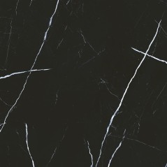 Carrelage imitation marbre noir veiné de blanc poli brillant, salon, XXL 98x98cm rectifié,  Porce1815