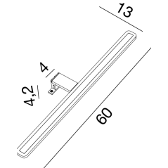 Eclairage de miroir de salle de bain contemporain lampe fixée sur miroir 60cm compx tau60 F039