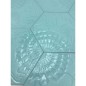 Carrelage décor hexagonal fond vert d'eau satiné décor brillant 25x22cm Dif gaudi aqua