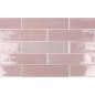 Carrelage imitation zellige rose brillant pour le mur posé verticalement 7.5x30cm apegmud rose