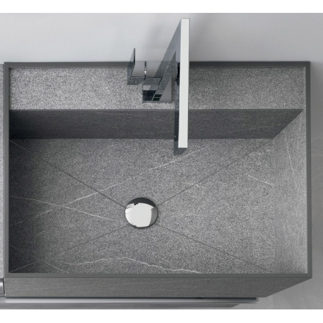 Vasque en grès imitation granit grs rectangulaire à poser sans trop-plein 60.2x46x27cm comp andro A291