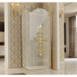 Cabine de douche montant doré, en verre trempé anticalcaire, art-déco, sérigraphiée, hauteur 200-215cm décor megx sovrana A40
