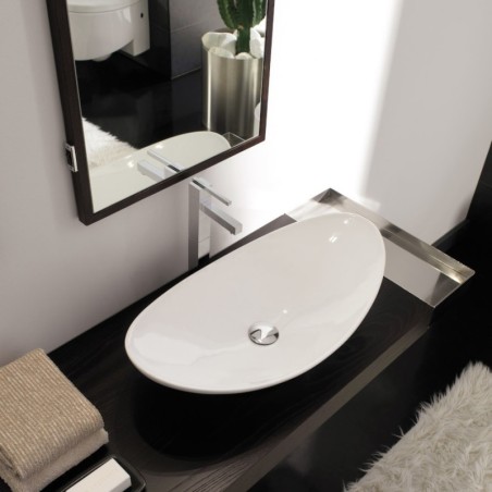 lavabo en céramique émaillée blanc brillant scaxzefiro à poser 68x36x18cm code 8206