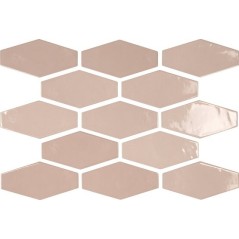 Carrelage hexagonal dénuancé rose brillant 10x20cm pour le mur apegharlequin pink mix