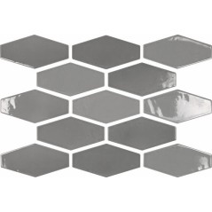 Carrelage hexagonal gris brillant dénuancé 10x20cm pour le mur apeharlequin grey mix