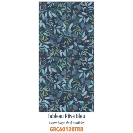 Carrelage décor imitation feuille bleue en grès cérame émaillé 60x120cm rectifié diff reve bleu