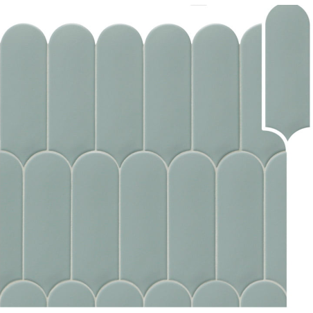 Carrelage crayon demi rond bleu clair mat dénuancé pour le mur 7.2x19.5cm, natucfan mix marine