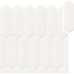 Carrelage demi rond blanc mat dénuancé pour le mur 7.2x19.5cm, natfan mix clear