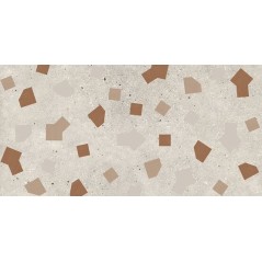 Carrelage décor imitation béton beige incrusté de rouge 60x120cm, ou 90x90cm rectifié, apeama ricetta avorio