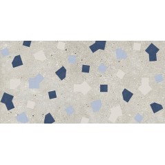 Carrelage décor imitation béton gris clair incrusté de bleu 60x120cm, ou 90x90cm rectifié, apeama ricetta grigio