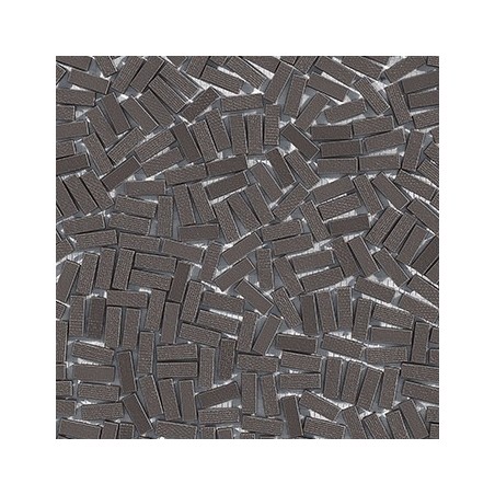 Mosaique rectangle taupe foncé mat sol et mur en grès cérame pleine masse jointé gris clair sur trame 315x320mm M+saico smoke