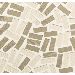 Mosaique rectangle beige et taupe clair mat grès cérame pleine masse jointé blanc sur trame 315x320mm M+saico clay plaster