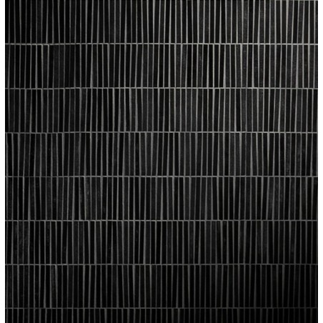 Mosaique rectangle noir mat sol et mur en grès cérame pleine masse jointé gris sur trame 300x300mm M+stick coal TV423M