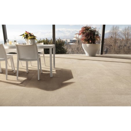 Carrelage imitation pierre contemporaine beige du sud ouest mat 30x60cm, 60x60cm et 60x120cm rectifié edimfeel cream