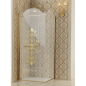 Cabine de douche montant doré, en verre trempé anticalcaire, art-déco, sérigraphiée, hauteur 200-215cm décor megx sovrana A41
