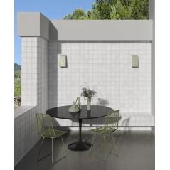 Carrelage imitation terre blanche mat sol et mur 10x10x0.9cm et 6x24.6x0.9cm, equargile ice.