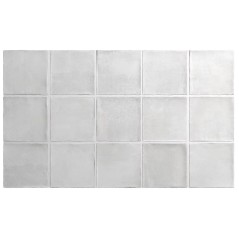 Carrelage imitation terre blanche mat sol et mur 10x10x0.9cm et 6x24.6x0.9cm, equargile ice.