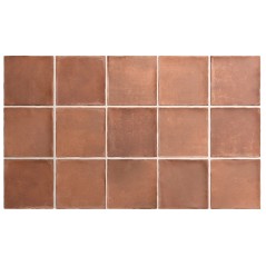 Carrelage imitation terre cuite rouge mat, sol et mur 10x10x0.9cm et 6x24.6x0.9cm, equargile cotto