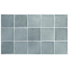 Carrelage imitation bleu clair mat, sol et mur 10x10x0.9cm et 6x24.6x0.9cm, equargile sky