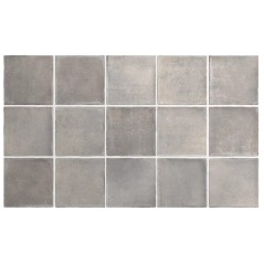 Carrelage imitation terre argile gris mat nuancé, sol et mur 10x10x0.9cm et 6x24.6x0.9cm, equargile concrete