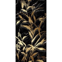 Carrelage décoré imitation marbre noir poli brillant et or rectifié 60x120cm, duresagata jungle A et B