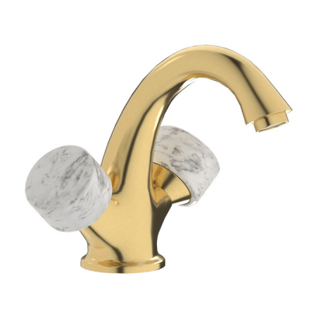 Mitigeur lavabo moderne précieux, bouton en marbre blanc, chromé, nickel brossé, platine, or rose, or brossé IB BR205_1