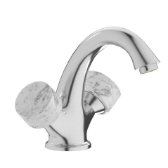 Mitigeur lavabo moderne précieux, bouton en marbre blanc, chromé, nickel brossé, platine, or rose, or brossé IB BR205_1