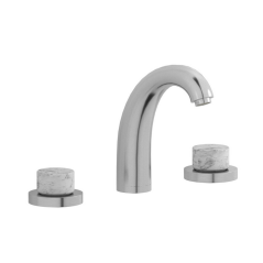 Mitigeur lavabo 3 trous design, bouton en marbre blanc, chromé, nickel brossé, platine, or rose, or brossé IB BR390_1