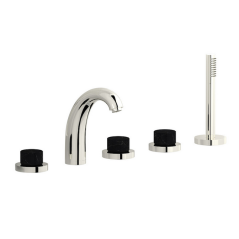 Mitigeur baignoire 5 trous design, bouton en marbre noir, chromé, nickel brossé, platine, or rose, or brossé IB BR396_2