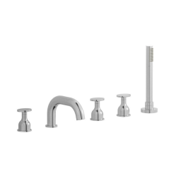 Mitigeur bain douche sur gorge 5 trous: chromé, blanc mat, noir mat, or, or brossé, or rose, nickel brossé IB BI396