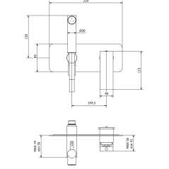 Douchette hygiènique avec mitigeur: chromé, nickel brossé, or, or brossé,or rose, noir mat, blanc mat RU706