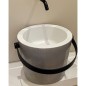 Vasque seau décoré blanc brillant avec point noir et anse porte serviette noire diamètre: 30cm, scaxbucket 30 8801