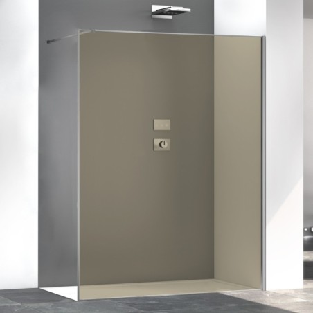 Paroi de douche fixe couleur bronze anti-calcaire, profilé aluminium satiné, hauteur 200cm largeur variable megzen sao