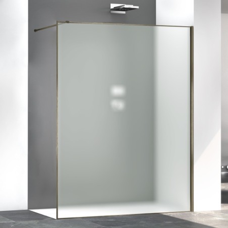 Paroi de douche fixe en verre translucide, profilé bronze brossé satiné, hauteur 200cm largeur variable megxzen sao