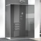 Paroi de douche fixe en verre gris réfléchissant, profilé blanc mat, hauteur 200cm largeur variable megxzen sao