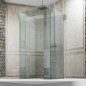 Cabine de douche, profilé inox brillant, hauteur 216cm, verre transparent, extra blanc, fumé sur mesure Megxicona A+B+B+C