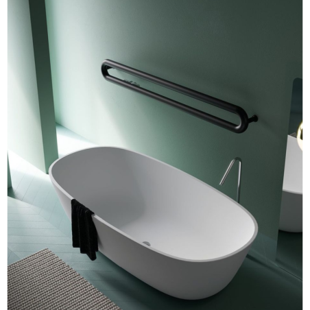 Sèche-serviette radiateur eau chaude design Antxtubone O horizontal noir ou blanc à fixer au mur 150x21cm