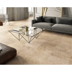 Carrelage imitation travertin antidérapant beige nuancé mat 45.3x75.8cm, 61.3x61.3cm edimsénanque mélangé R11 A+B+C.