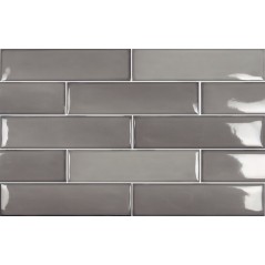 Carrelage brillant bombé gris dénuancé mur 12.4x12.4cm et 7.5x30cm apebulge gris