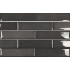 Carrelage bombé brillant gris foncé dénuancé contemporain mur 12.4x12.4cm  et 7.5x30cm apebulge vulcano